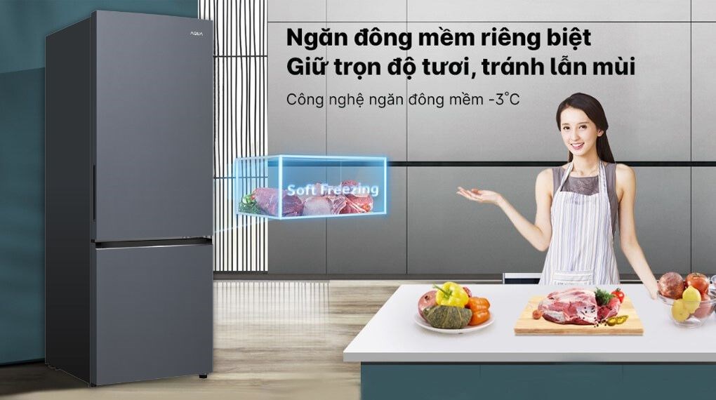 tủ lạnh Aqua AQR-B360MA(SLB) ngăn đông mềm tiện lợi