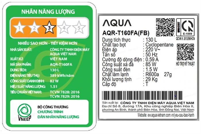 tủ lạnh Aqua 130 lít tiết kiệm điện