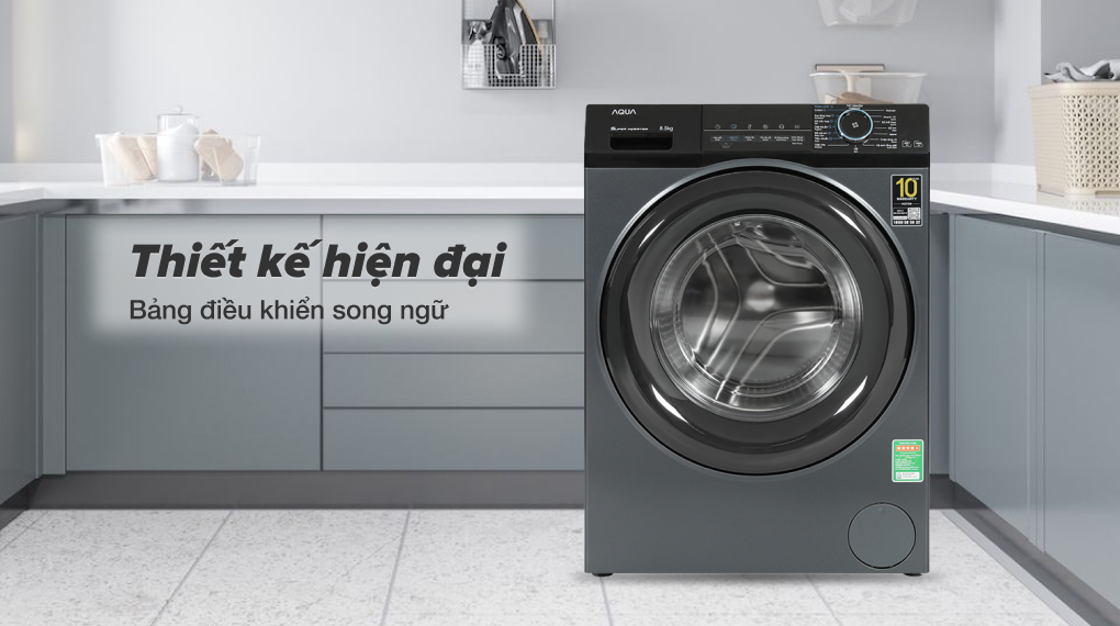 máy giặt lồng ngang Aqua AQD-A852J.BK 8.5 kg