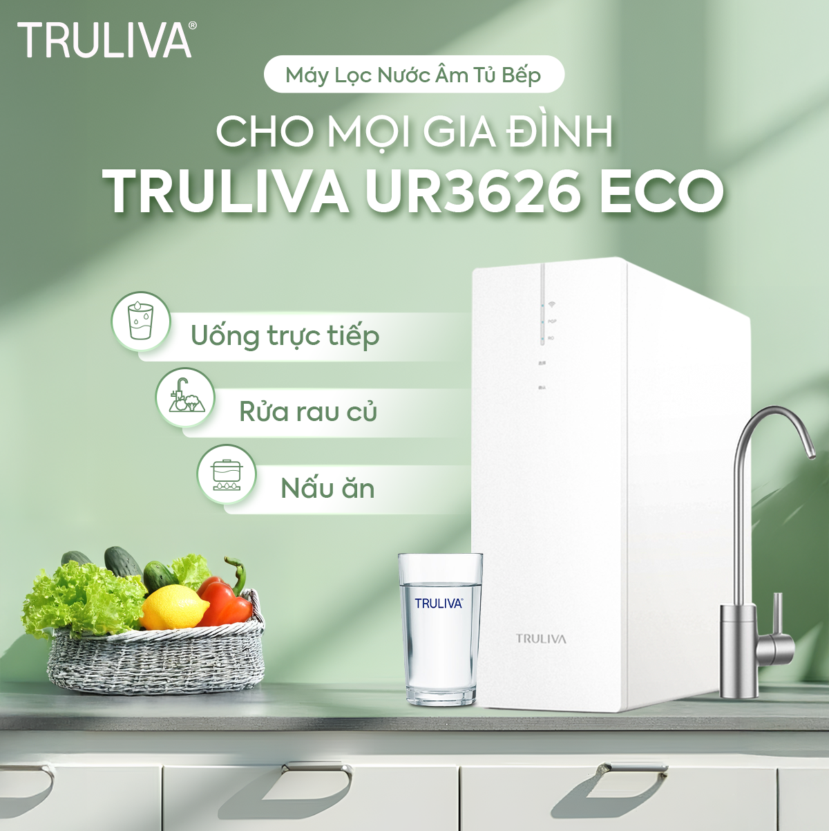 máy lọc nước âm tủ bếp Truliva UR3626